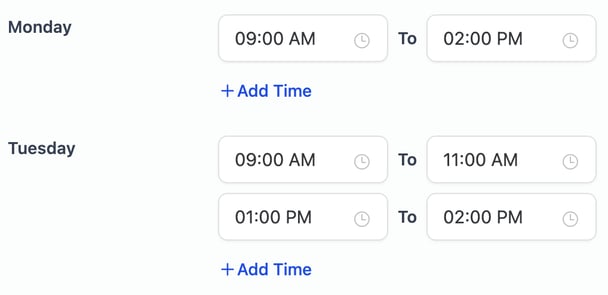 Calendar Availability Time Slots