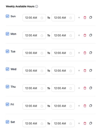 Calendar Setting Availability