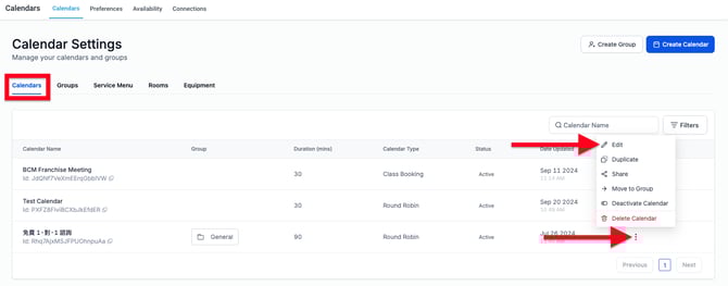 Calendar Specific Settings